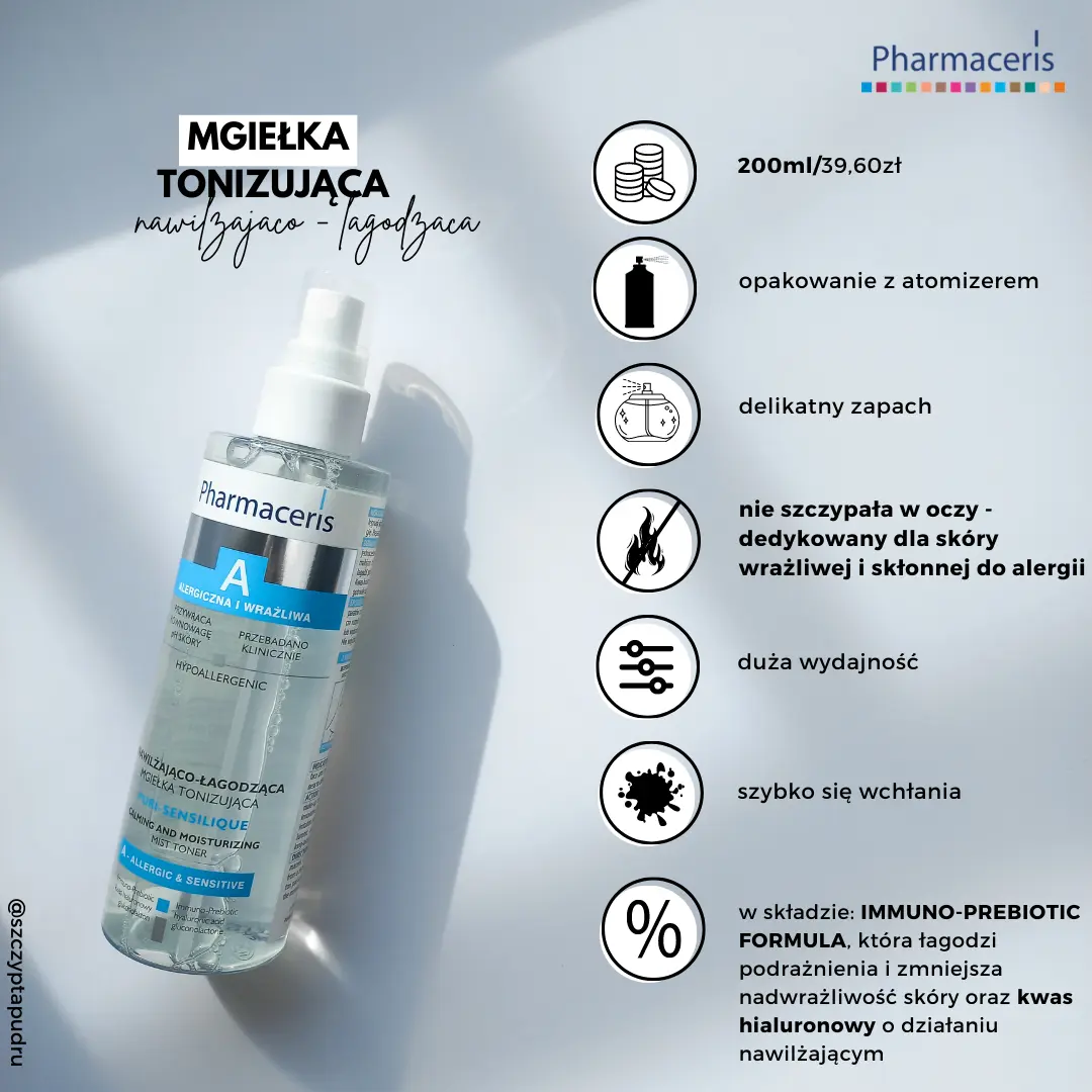 Nawilżająco – łagodzący tonik – mgiełka Pharmaceris linia A