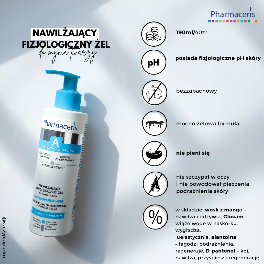 Nawilżający fizjologiczny żel do mycia twarzy Pharmaceris linia A